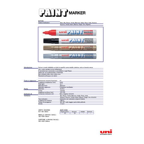 Marcatore permanente PAINT punta tonda 2,8 mm ROSSO M PX20 R